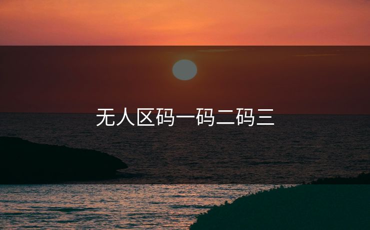 无人区码一码二码三